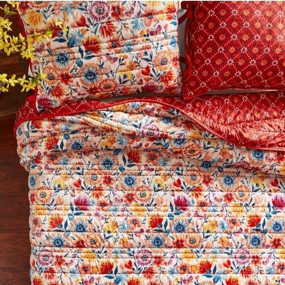 Pioneer Woman Fluttering Fancies Velvet Reversible Heavyweight Standard Sham Set - Picture 5 of 5